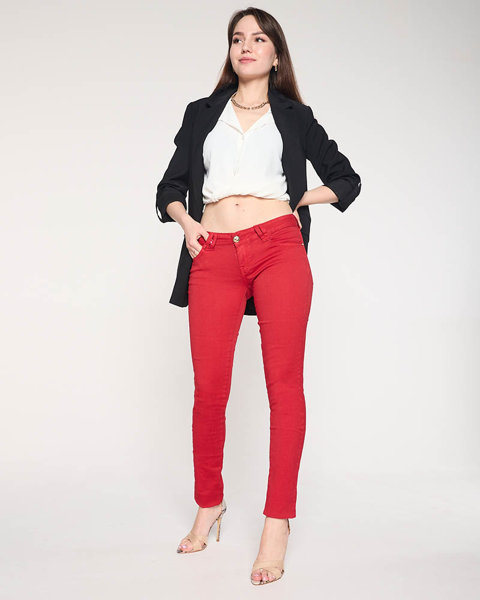 Червоні жіночі штани з низькою талією