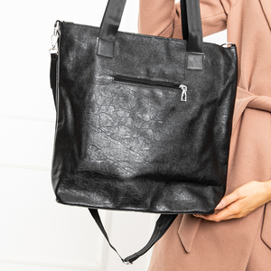 Чорна жіноча сумка з кишенею в графітовому кольорі