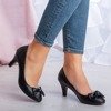 Чорні туфлі на товстому каблуці на шпильці з бантиком Malagia - Взуття