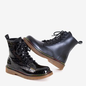 Чорні жіночі черевики-воркери з тисненням Teona - Взуття