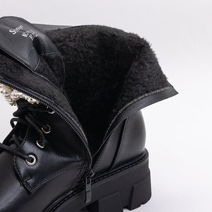 Чорні жіночі черевики з перлинами Anahi