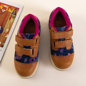 Коричневі дитячі кросівки з синіми вставками Florisa