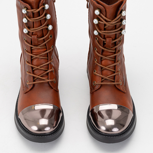 Коричневі жіночі черевики з металевим носком Konax