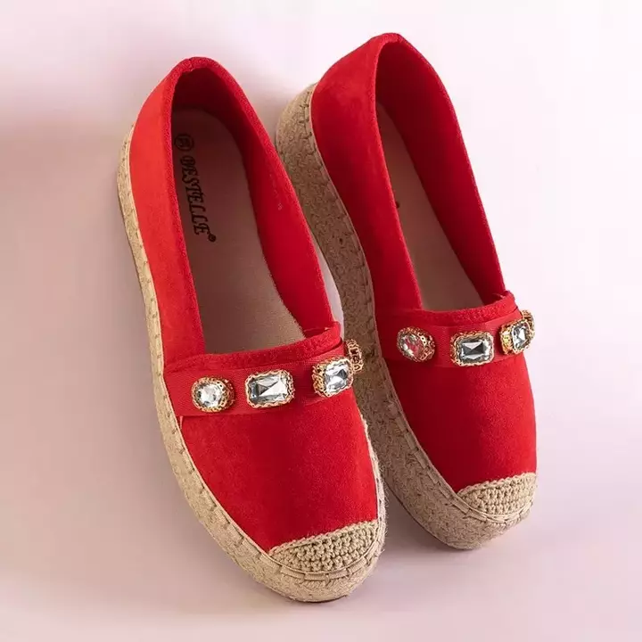 OUTLET Червоні жіночі еспадрилі з кристалами Фененни - Взуття