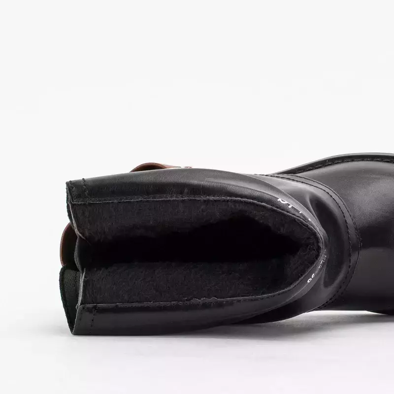 OUTLET Чорні жіночі ботильйони з екошкіри на плоскому каблуці Tera - Взуття