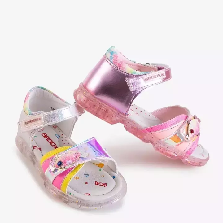 OUTLET Дитячі срібні босоніжки з прикрасами Maniunia - Взуття