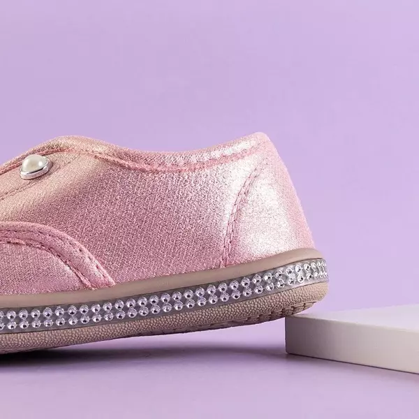 OUTLET Рожеві дитячі слипони на кросівках з перлинами Merin - Взуття