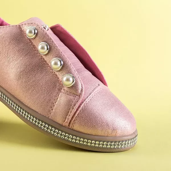 OUTLET Рожеві дитячі сліпони з перлами Merina - Взуття
