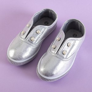 OUTLET Сріблясті дитячі сліпи на кросівках з перлами Merin - Взуття