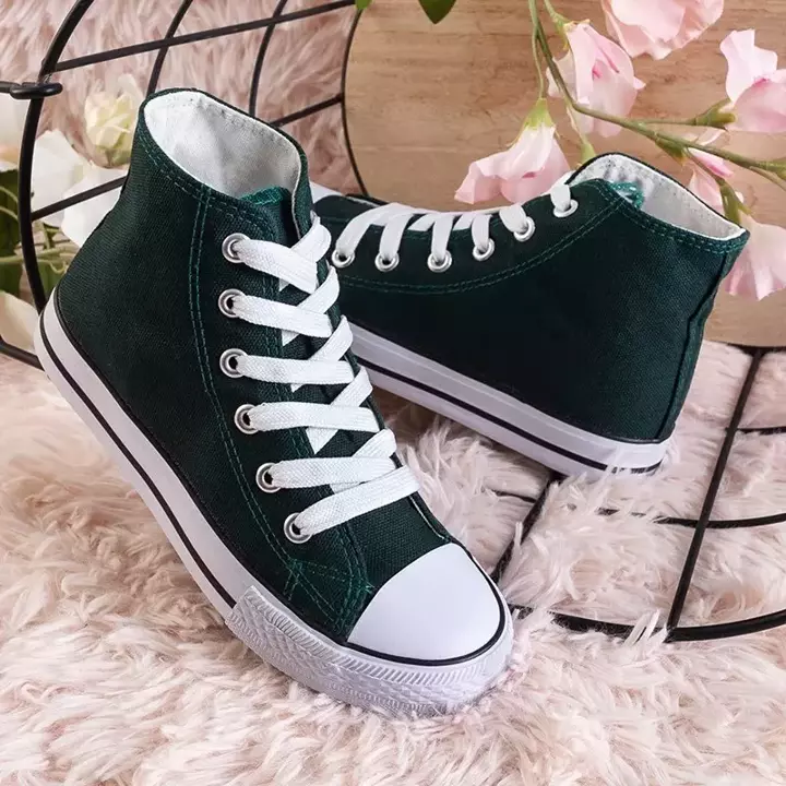 OUTLET Темно-зелені дитячі високі кросівки Wikitoria - Взуття