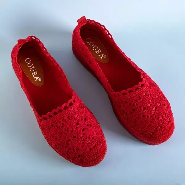 OUTLET Жіночі червоні ажурні еспадрильї на платформі Abra - Взуття