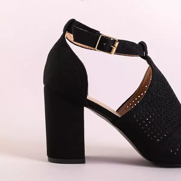 OUTLET Жіночі чорні ажурні босоніжки Folawia на стовпі - Взуття
