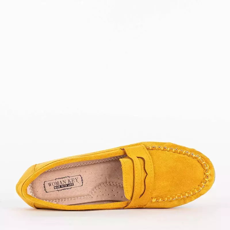 OUTLET Жовті еко-замшеві лофери жіночі Teweri - Взуття