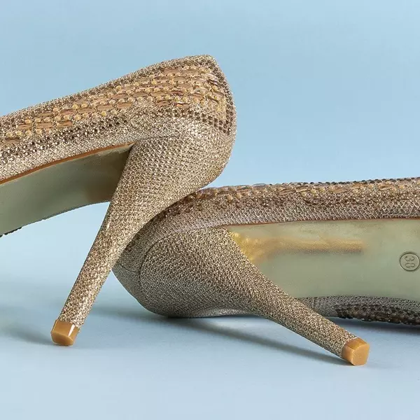 OUTLET Золоті жіночі парчані насоси з фіанітами Montesa - Взуття
