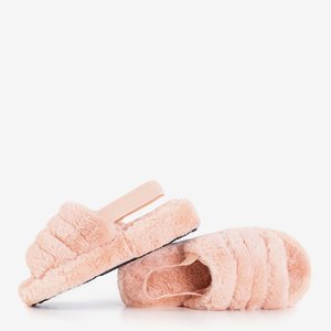Пудрові жіночі хутряні тапочки Fornax - взуття