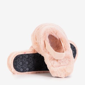 Пудрові жіночі хутряні тапочки Fornax - взуття