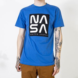 Синя чоловіча футболка з написом
