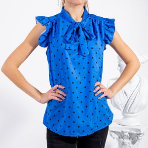 Синя жіноча блузка в горошок