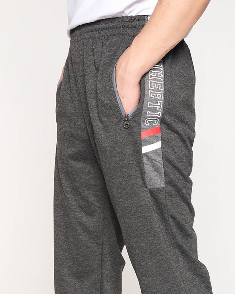 Темно-сірі чоловічі спортивні штани з написами