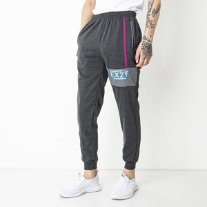 Темно-сірі чоловічі спортивні штани з написом