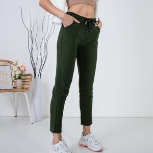 Темно-зелені жіночі спортивні штани