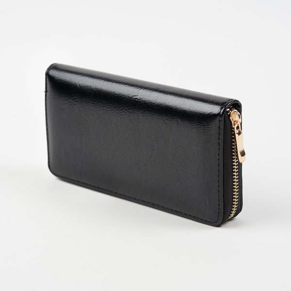Великий чорний жіночий гаманець з блискучим покриттям - Аксесуари