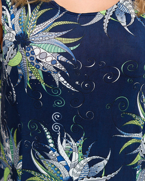 Жіноча темно-синя коротка сукня з квітковим малюнком - Одяг