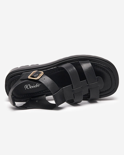 Жіночі босоніжки гладіатори чорного кольору Raef - Взуття