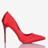 Жіночі червоні атласні золоті шпильки - Взуття