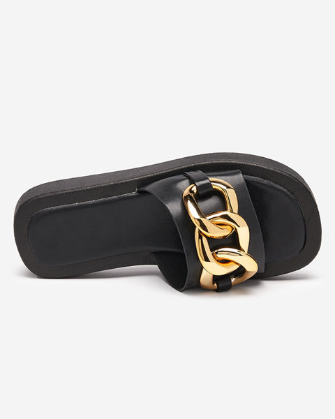 Жіночі чорні тапочки із золотим ланцюжком Reteris - Взуття