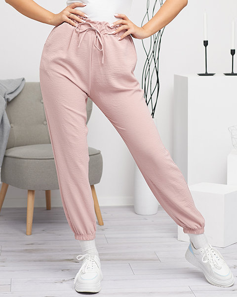 Жіночі тканинні штани рожевого кольору PLUS SIZE - Одяг